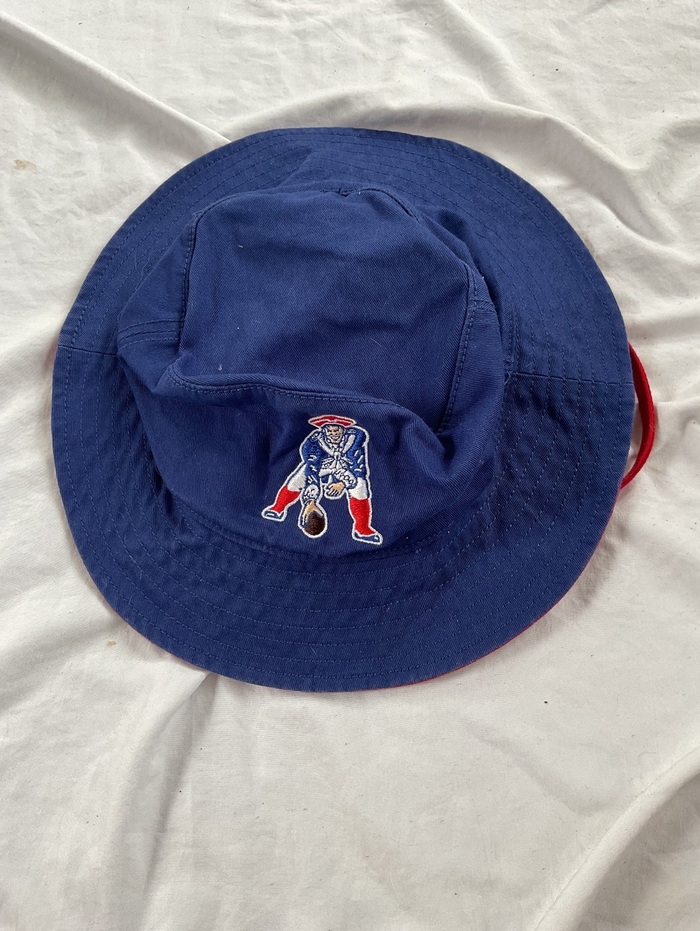 Vintage New England Patriots Throwback Pat Patriot Bucket Hat Blue Red Retro OS